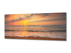 Modern Glass Picture – Available in 5 different sizes – Nature Series 01C: Sunset seashore