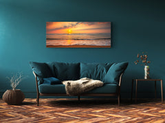 Modern Glass Picture – Available in 5 different sizes – Nature Series 01C: Sunset seashore