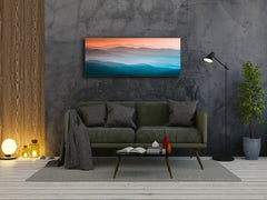 Glass Picture Wall Art – Available in 5 different sizes – Nature Series 01D: Mountains under mist