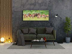 Wall Art Glass Print Picture – Available in 5 different sizes – Animals Series 02: Group of animals on meadow