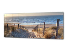 Arte mural con impresión en vidrio: imagen sobre vidrio de 125 x 50 cm (≈ 50” x 20”); Playa 10