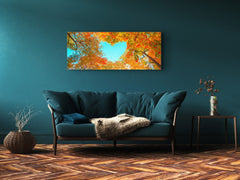 Glass Print Wall Art – Available in 5 different sizes – Nature Series 01A: Yellow leaves in October season