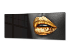 Wall Art Glass Print Canvas Picture – Available in 5 different sizes – Miscellanous Series 05: Golden lips