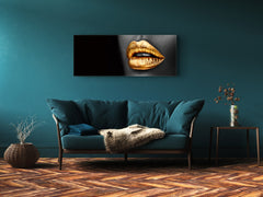Wall Art Glass Print Canvas Picture – Available in 5 different sizes – Miscellanous Series 05: Golden lips
