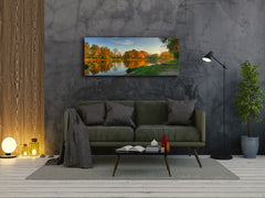 Graphic Art Print on Glass – Available in 5 different sizes – Nature Series 01B: Autumn by the lakeshore