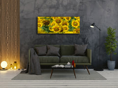 Glass Wall Art – Available in 5 different sizes – Flowers and leaves Series 03: Sunflowers