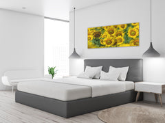 Glass Wall Art – Available in 5 different sizes – Flowers and leaves Series 03: Sunflowers