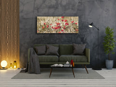 Arte mural con impresión en vidrio: imagen sobre vidrio de 125 x 50 cm (≈ 50” x 20”); Amapolas 1