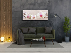 Wall Art Glass Print Picture 125 x 50 cm (? 50” x 20”) ; Flowers 17