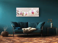 Wall Art Glass Print Picture 125 x 50 cm (? 50” x 20”) ; Flowers 17