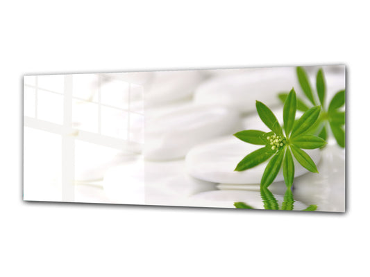 Arte mural con impresión en vidrio: imagen sobre vidrio de 125 x 50 cm (≈ 50” x 20”); Flor 26