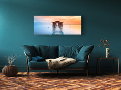 Glasbild-Wandkunst – Erhältlich in 5 verschiedenen Größen – Naturserie 01D: Meeresufer an einem schönen Morgen in Nagalang, Labuan