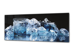 Glass Print Wall Art – Image on Glass 125 x 50 cm (? 50” x 20”) ; Ice cubes