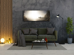 Glass Picture Toughened Wall Art – Available in 5 different sizes – Nature Series 01D: Foggy lake: sepia