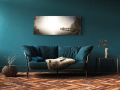 Glass Picture Toughened Wall Art – Available in 5 different sizes – Nature Series 01D: Foggy lake: sepia