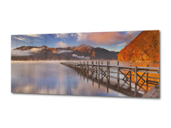 Modern Glass Picture – Available in 5 different sizes – Nature Series 01C – Nature Series 01C: Pier on the mountain lake