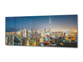 Wunderschönes hochwertiges Glasdruckbild – erhältlich in 5 verschiedenen Größen – Städteserie 04: Skyline von Dubai bei Nacht