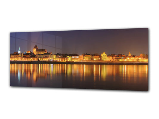Glass Print Wall Art – Image on Glass 125 x 50 cm (? 50” x 20”) ; City by Night 31
