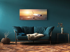 Glass Print Wall Art – Image on Glass 125 x 50 cm (? 50” x 20”) ; Plane
