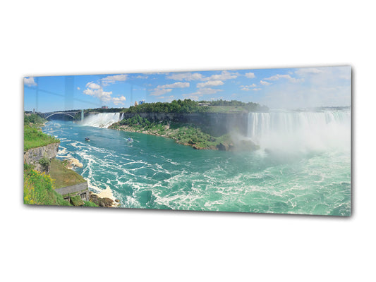 Glass Print Wall Art – Image on Glass 125 x 50 cm (? 50” x 20”) ; Waterfall