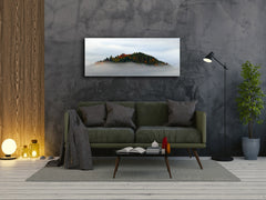 Glass Picture Toughened Wall Art – Available in 5 different sizes – Nature Series 01D: Hill in the foggy clouds