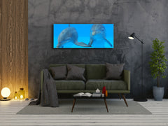 Glass Print Wall Art – Image on Glass 125 x 50 cm (? 50” x 20”) ; Dolphins