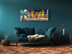 Glass Print Wall Art – Image on Glass 125 x 50 cm (? 50” x 20”) ; Parrots