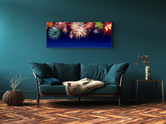 Wall Art Glass Print Canvas Picture – Available in 5 different sizes – Miscellanous Series 05: Multi-colored fireworks