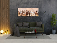 Glass Print Wall Art – Image on Glass 125 x 50 cm (? 50” x 20”) ; Running Horses