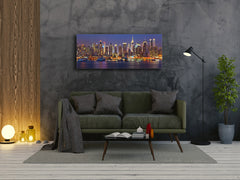 Glass Print Wall Art – Image on Glass 125 x 50 cm (? 50” x 20”) ; City by Night 25