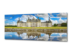 Grafik-Kunstdruck auf Glas – Erhältlich in 5 verschiedenen Größen – Naturserie 01B: Schloss im Loiretal