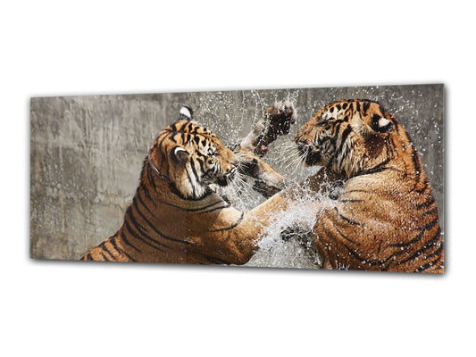 Glasdruck-Wandkunst – Bild auf Glas 125 x 50 cm (≈ 50” x 20”) ; Tiger 2