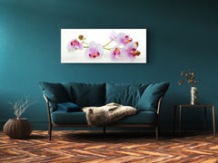 Arte mural con impresión en vidrio: imagen sobre vidrio de 125 x 50 cm (≈ 50” x 20”); Flor 25