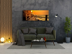 Glasdruck-Wandkunst – Bild auf Glas 125 x 50 cm (≈ 50” x 20”) ; Sonnenuntergang 11