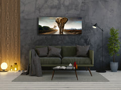Wall Picture behind Tempered Glass 125 x 50 cm (? 50” x 20”) ; Majestic Elephant