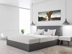 Wall Picture behind Tempered Glass 125 x 50 cm (? 50” x 20”) ; Majestic Elephant