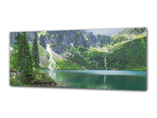 Arte mural con impresión en vidrio: imagen sobre vidrio, 125 x 50 cm (≈ 50” x 20”); Lago 7