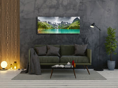 Arte mural con impresión en vidrio: imagen sobre vidrio de 125 x 50 cm (≈ 50” x 20”); Montañas 9