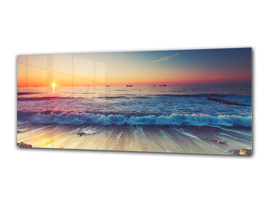 Glass Print Wall Art – Image on Glass 125 x 50 cm (? 50” x 20”) ; Sea 15