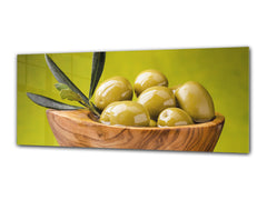 Glass Print Wall Art – Image on Glass 125 x 50 cm (? 50” x 20”) ; Olives 1