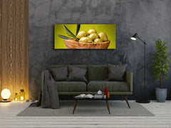 Glass Print Wall Art – Image on Glass 125 x 50 cm (? 50” x 20”) ; Olives 1