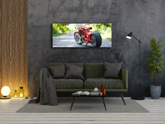 Glasdruck-Wandkunst – Bild auf Glas 125 x 50 cm (≈ 50” x 20”) ; Motorrad 3