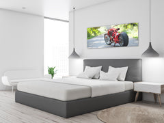 Glasdruck-Wandkunst – Bild auf Glas 125 x 50 cm (≈ 50” x 20”) ; Motorrad 3