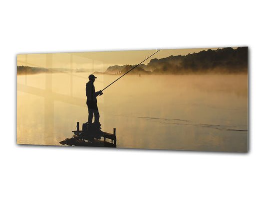 Arte mural con impresión en vidrio: imagen sobre vidrio, 125 x 50 cm (≈ 50” x 20”); Lago 12