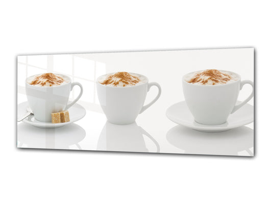 Arte mural con impresión en vidrio: imagen sobre vidrio, 125 x 50 cm (≈ 50” x 20”); Café 2