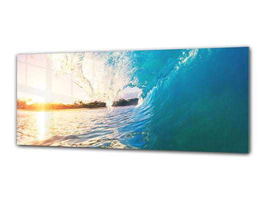 Glass Print Wall Art – Image on Glass 125 x 50 cm (? 50” x 20”) ; Waves