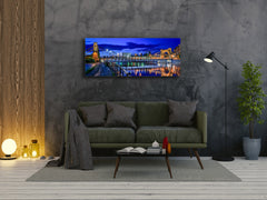Glass Print Wall Art – Image on Glass 125 x 50 cm (? 50” x 20”) ; Bridge by night