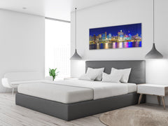 Glasdruck-Wandkunst – Bild auf Glas 125 x 50 cm (≈ 50” x 20”) ; Stadt bei Nacht 26