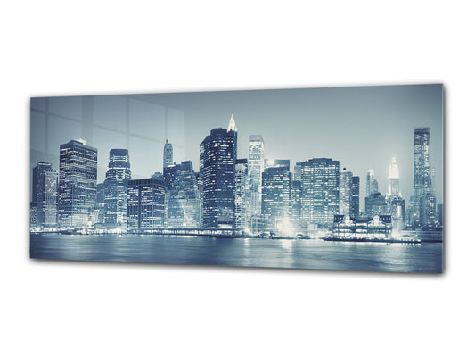 Glass Print Wall Art – Image on Glass 125 x 50 cm (? 50” x 20”) ; City by Night 27
