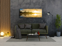 Modern Glass Picture – Available in 5 different sizes – Nature Series 01C: Sunrise over the lake